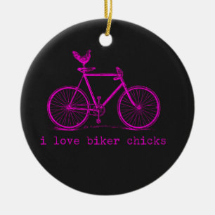 Ich liebe Biker Chicks Funny Chicken Keramik Ornament
