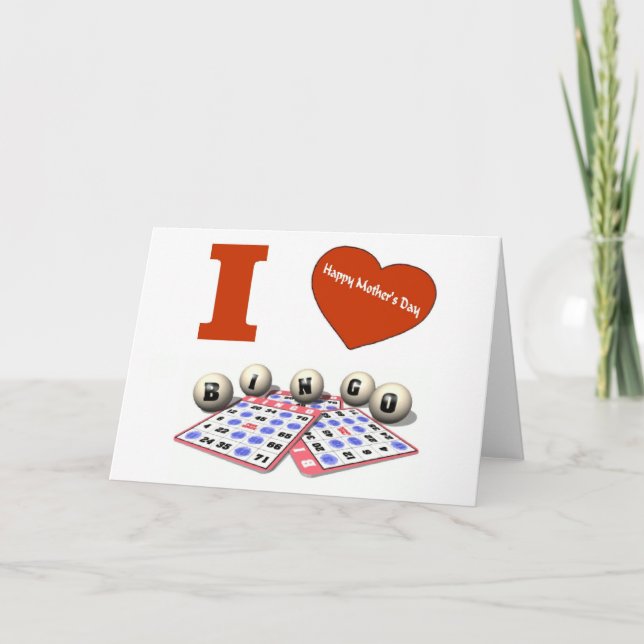 Ich LIEBE Bingo Happy Mother Day Card Karte (Vorderseite)