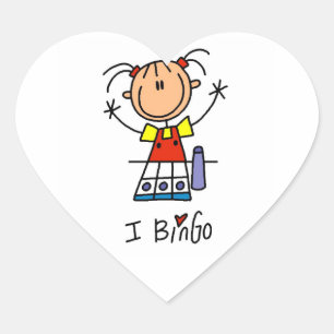 Ich liebe Bingo Herz-Aufkleber
