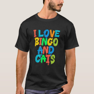 Ich liebe Bingo und Katzen Süßes Tier Bingo Design T-Shirt