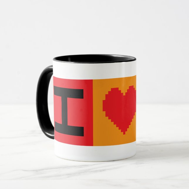 Ich liebe Bitcoin BTC 8-Bit Block | Tasse (Vorderseite Links)
