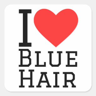 Ich Liebe blaues Haar Quadratischer Aufkleber