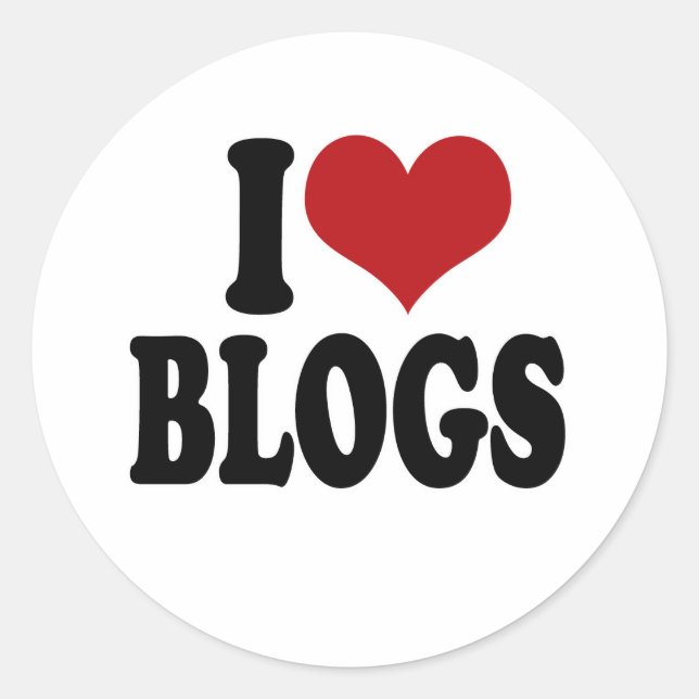 Ich Liebe Blogs Runder Aufkleber (Vorderseite)
