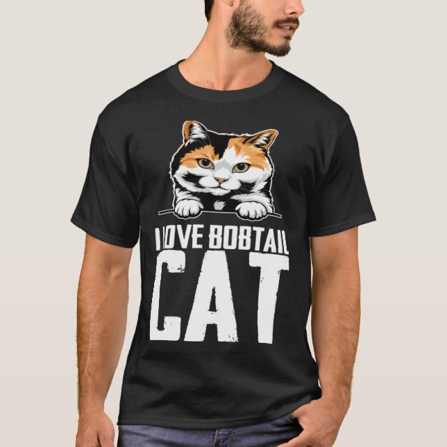 Ich liebe Bobtail-Katze T-Shirt (Vorderseite)
