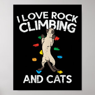 Ich liebe Bouldering und Katzen süßes Klettern Poster
