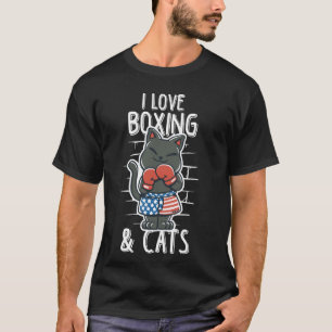 Ich liebe Boxen und Katzen Lustige Boxen Kickboxen T-Shirt