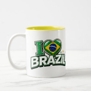 Ich liebe Brasilien Patriotischer Fußball-Fan-Bech Zweifarbige Tasse