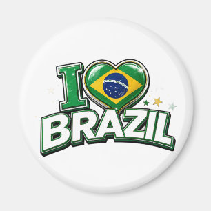 Ich liebe Brasilien Patriotischer Fußballfan Br Magnet