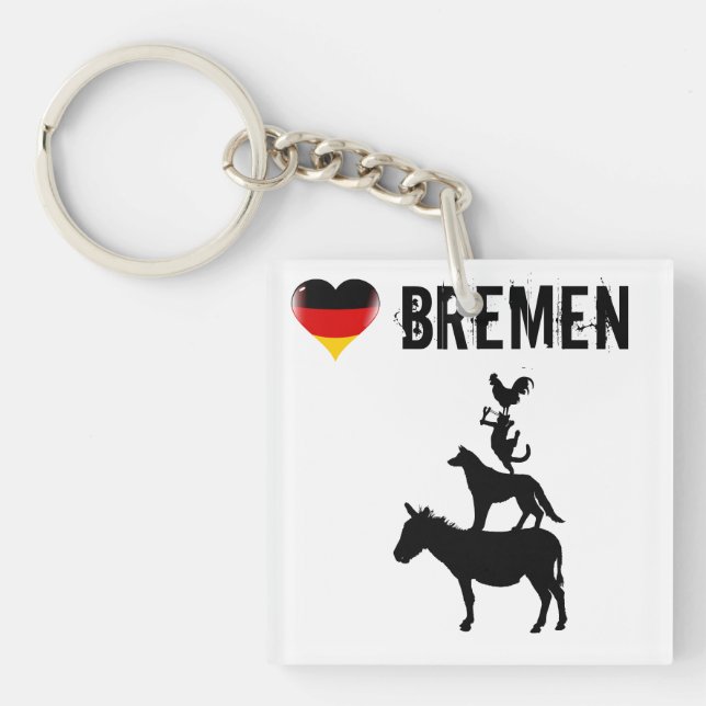Ich Liebe Bremen mit der Vier-Musiker-Schlüsselket Schlüsselanhänger (Vorderseite)