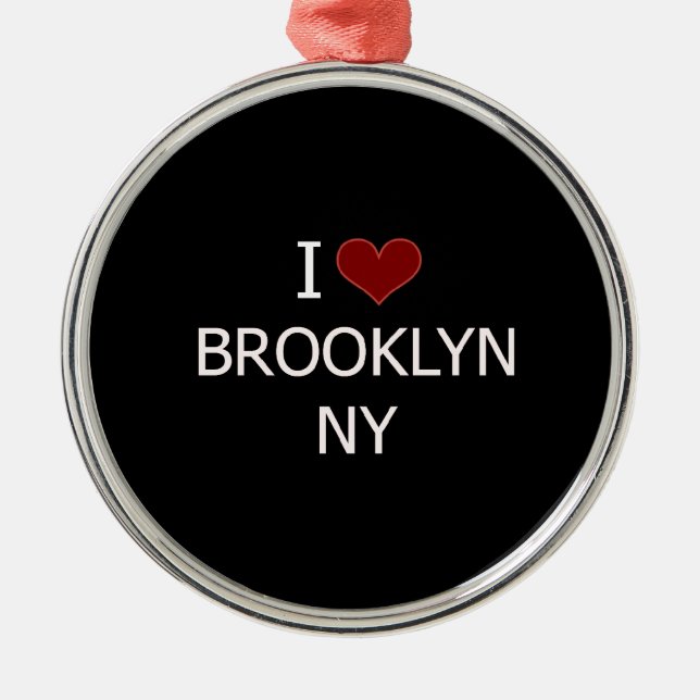 Ich Liebe Brooklyn, NY Silbernes Ornament (Vorne)