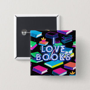 Ich Liebe Bücher farbenfroh Button
