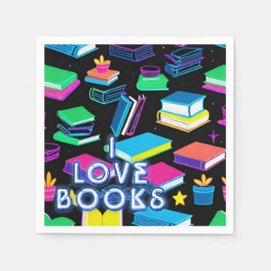 Ich Liebe Bücher farbenfroh Serviette