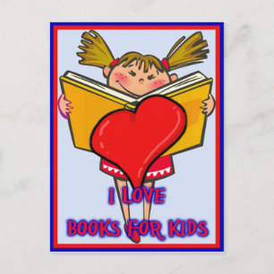 Ich Liebe Bücher für Kinder Postkarte