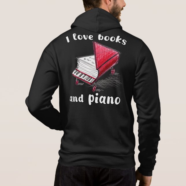 Ich Liebe Bücher und Klavier, authentische Freehan Hoodie (Rückseite)