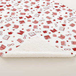 Ich Liebe Bücher und Lesen niedlicher roter Muster Sherpadecke