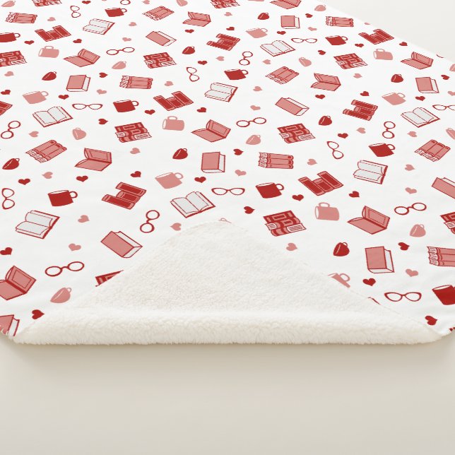 Ich Liebe Bücher und Lesen niedlicher roter Muster Sherpadecke (3/4)