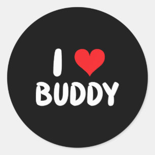 Ich liebe Buddy - Herz Runder Aufkleber