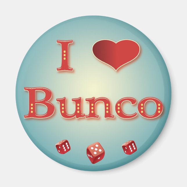 Ich Liebe Bunco in Rot mit roten Würfeln Magnet (Vorne)