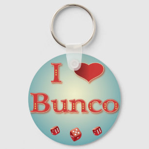 Ich Liebe Bunco in Rot mit roten Würfeln Schlüsselanhänger