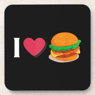 Ich liebe Burger Cheeseburger Ungesunde Ernährung Getränkeuntersetzer