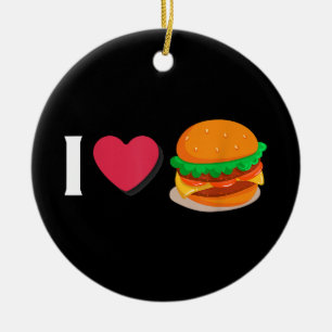 Ich liebe Burger Cheeseburger Ungesunde Ernährung Keramik Ornament
