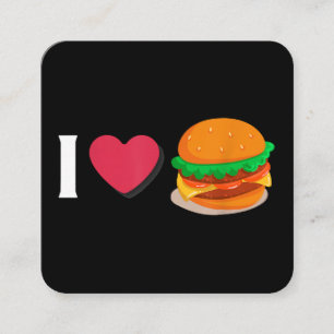 Ich liebe Burger Cheeseburger ungesunde Ernährung Quadratische Visitenkarte