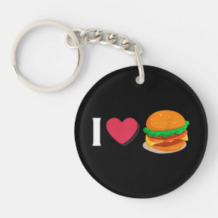 Ich liebe Burger Cheeseburger Ungesunde Ernährung Schlüsselanhänger