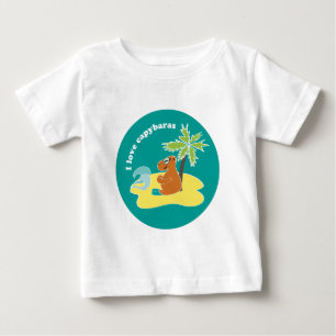 Ich liebe Capybaras Tropical Beach Art Baby T-shirt