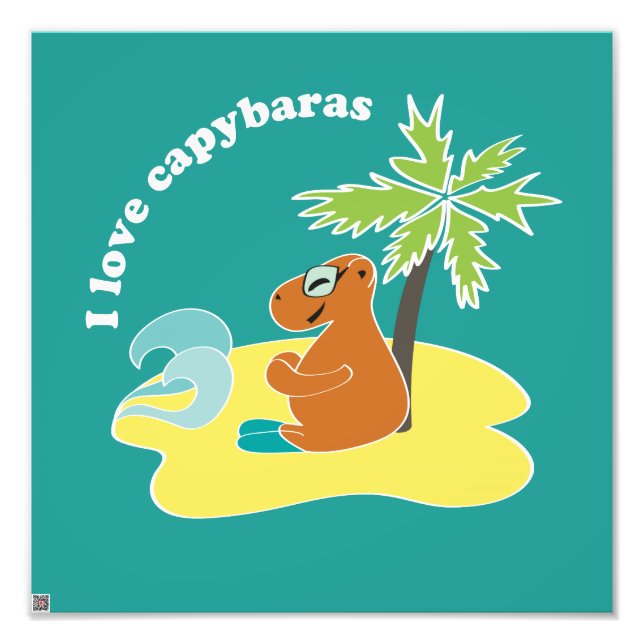 Ich liebe Capybaras Tropical Beach Art Fotodruck (Vorne)