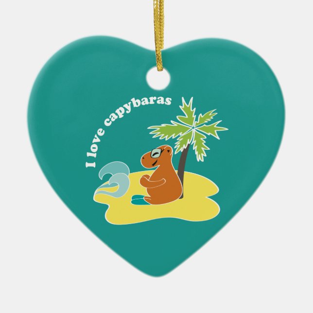 Ich liebe Capybaras Tropical Beach Art Keramikornament (Vorne)