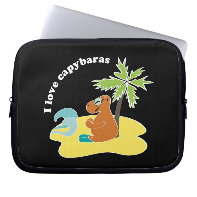 Ich liebe Capybaras Tropical Beach Art Laptopschutzhülle (Vorderseite)