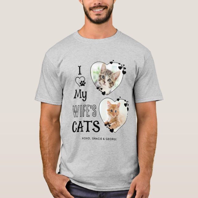 Ich Liebe Cats Custom Niedlich Heart Foto meiner E T-Shirt (Vorderseite)