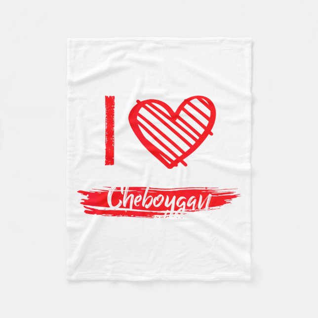 Ich liebe Cheboygan Ich Herz Cheboygan Fleecedecke (Vorderseite)