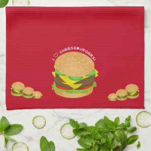 Ich liebe Cheeseburger Geschirrtuch