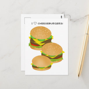 Ich liebe Cheeseburger Postkarte