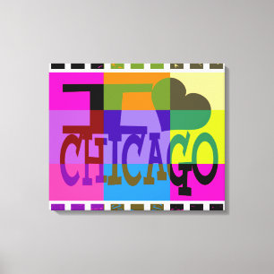Ich liebe Chicago - Pop-Art Leinwanddruck