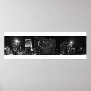 Ich liebe Chicago Skyline in Schwarz und Weiß Poster