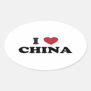 Ich liebe China Ovaler Aufkleber