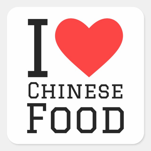 Ich Liebe chinesisches Essen Quadratischer Aufkleber (Vorderseite)