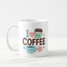 Ich liebe Coffee Cute Kawaii Aufkleber – Süßer Kaf