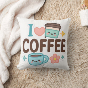 Ich liebe Coffee Cute Kawaii Aufkleber – Süßer Kaf Kissen