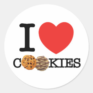 Ich Liebe Cookies Runder Aufkleber