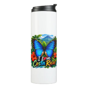 Ich liebe Costa Rica Blue Morpho und Tukane Thermosbecher