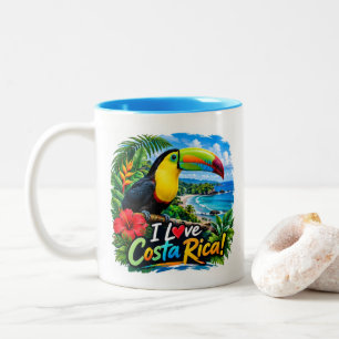 Ich liebe Costa Rica Gelbschnabeltukan Zweifarbige Tasse