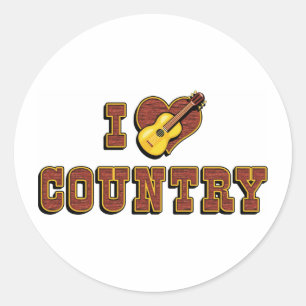 Ich liebe Countrymusik Runder Aufkleber
