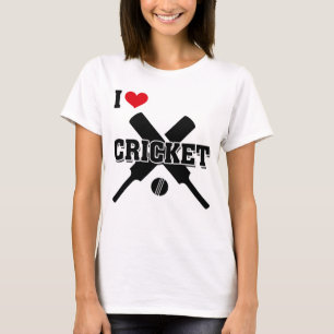 Ich liebe Cricket, gekreuzte Cricket-Schläger und T-Shirt
