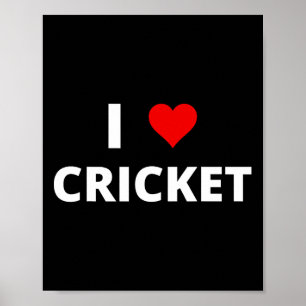 Ich liebe Cricket (mit einem roten Herzen) Poster