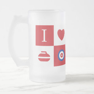 Ich Liebe Curling! Bier-Tasse Mattglas Bierglas