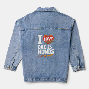 Ich liebe Dachshunde Herzliches Design für Haustie Jeansjacke