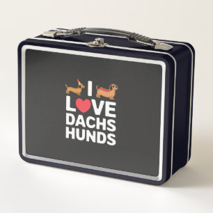 Ich liebe Dachshunde Lustige Illustration mit Cool Metall Brotdose